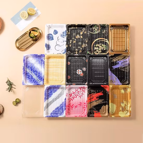 FDA/EU en plastique Fast Food Candy noir/impression boîte à sushi en gros